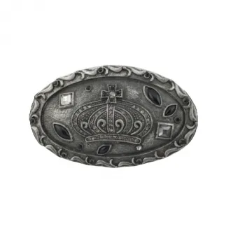 Design Belt Buckle Crown with rhinestones - Made in Italy - frontview